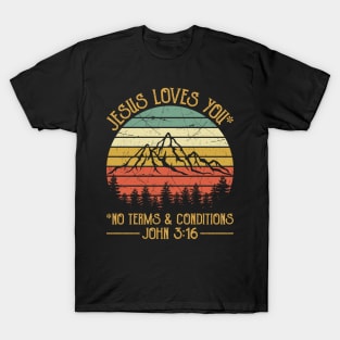 Vintage Christian Jesus Loves You No Terms & Conditions T-Shirt